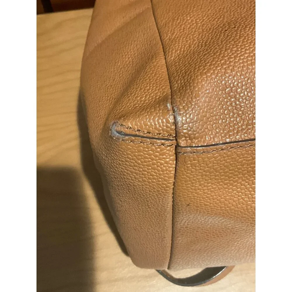 Henri Bendel Carlyle Satchel Pebbled Leather Carmel Handles & Crossbody Strap - Picture 10 of 14